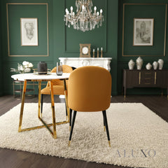 Arne Leather Dining Chair | Ribbed Back, Faux Leather, Scandinavian Black Legs