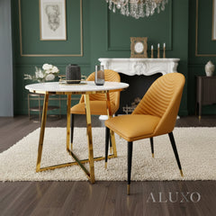 Arne Leather Dining Chair | Ribbed Back, Faux Leather, Scandinavian Black Legs