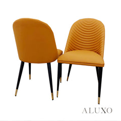 Arne Leather Dining Chair | Ribbed Back, Faux Leather, Scandinavian Black Legs