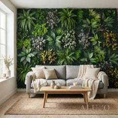 Riviera Wild Orchid Mixed Style Artificial Floral Green Wall Panel 100cm x 100cm (Set of 2)