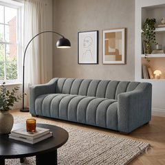ALUXO® Astoria 3 Seater Sofa – Iron Bouclé | Deep Channel Stitched Design