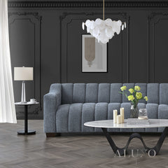 ALUXO® Astoria 3-Seater Sofa in Iron Grey Bouclé Fabric – Deep Channel Stitching
