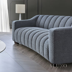 ALUXO® Astoria 3-Seater Sofa in Iron Grey Bouclé Fabric – Deep Channel Stitching