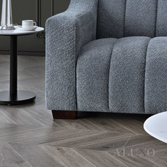 ALUXO® Astoria 3-Seater Sofa in Iron Grey Bouclé Fabric – Deep Channel Stitching