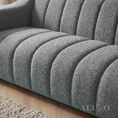 ALUXO® Astoria 3 Seater Sofa – Iron Bouclé | Deep Channel Stitched Design