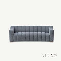 ALUXO® Astoria 3-Seater Sofa in Iron Grey Bouclé Fabric – Deep Channel Stitching