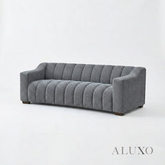 ALUXO® Astoria 3 Seater Sofa – Iron Bouclé | Deep Channel Stitched Design