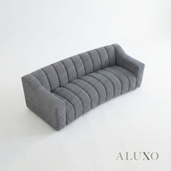 ALUXO® Astoria 3 Seater Sofa – Iron Bouclé | Deep Channel Stitched Design