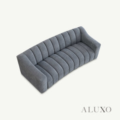 ALUXO® Astoria 3-Seater Sofa in Iron Grey Bouclé Fabric – Deep Channel Stitching