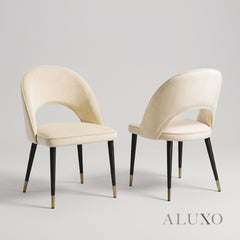 Bjorn Cream Velvet Dining Chairs | Scandinavian Modern with Gold Tip Legs