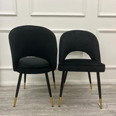 Loki 1.8m Gold Dining Set ā Cream Sintered Stone Table with 4/6 Bjorn Black Velvet Chairs