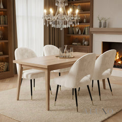Bjorn Beige Velvet Dining Chairs | Scandinavian Modern with Gold Tip Legs