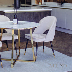 Bjorn Beige Velvet Dining Chairs | Scandinavian Modern with Gold Tip Legs