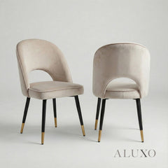 Bjorn Beige Velvet Dining Chairs | Scandinavian Modern with Gold Tip Legs