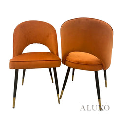 Loki 1.8m Gold Dining Set ā Cream Sintered Stone Table with 4/6 Bjorn Rust Velvet Chairs