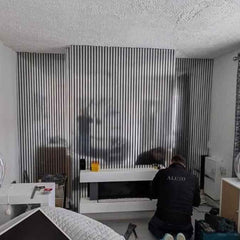 ALUXO® Acoustic Slatted Wall Panels 240 x 60cm - Chrome Metallic