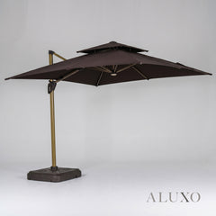 Camber 3m Square Cantilever Parasol with Solar LED Lights - Coffee Brown
