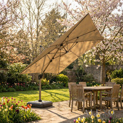 Camber 3m Square Cantilever Parasol with Solar LED Lights - Khaki Beige