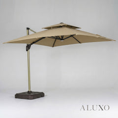 Camber 3m Square Cantilever Parasol with Solar LED Lights - Khaki Beige