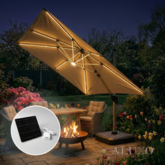 Camber 3m Square Cantilever Parasol with Solar LED Lights - Khaki Beige