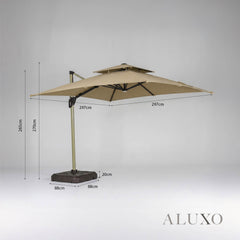 Camber 3m Square Cantilever Parasol with Solar LED Lights - Khaki Beige