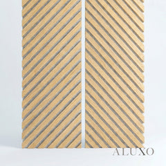 Panelux™ Pro Chevron Slat Oak Wall Panels | Grey Felt Backing - 240cm x 30cm (Set Of 2)