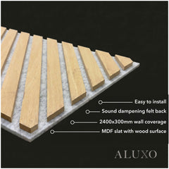 Panelux™ Pro Chevron Slat Oak Wall Panels | Grey Felt Backing - 240cm x 30cm (Set Of 2)