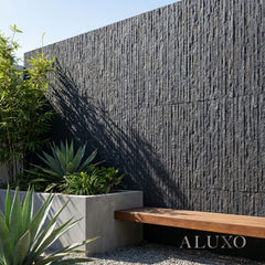 Outdoor Black Chiseled MCM Flexible Stone | 120x60cm Weather-Proof Exterior Panel (Set of 4)