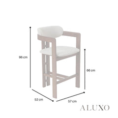 ALUXO® Clara Walnut Bar Stool with Oatmeal Bouclé Upholstery
