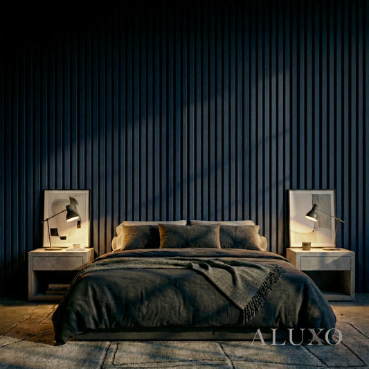 Panelux™ Pro Blue Coloured Acoustic Wood Wall Panel | 3-Sided Wrap 240cm x 32cm (Set of 2)