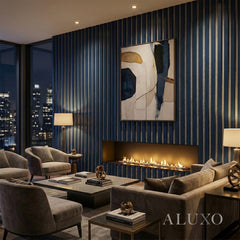 Panelux™ Pro Blue Coloured Acoustic Wood Wall Panel | Grey Felt Backing 240cm x 32cm (Set of 2)