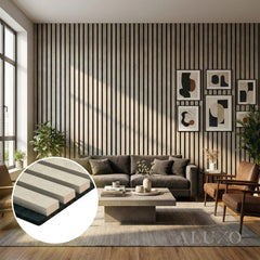 Panelux™ Pro Concrete Coloured Acoustic Wood Wall Panel | 3-Sided Wrap 240cm x 32cm (Set of 2)