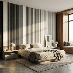 Panelux™ Pro Dove Grey Coloured Acoustic Wood Wall Panel | 3-Sided Wrap 240cm x 32cm (Set of 2)