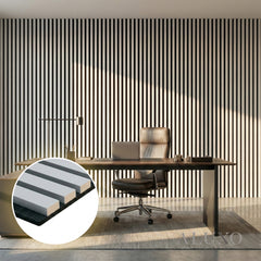 Panelux™ Pro Dove Grey Coloured Acoustic Wood Wall Panel | 3-Sided Wrap 240cm x 32cm (Set of 2)