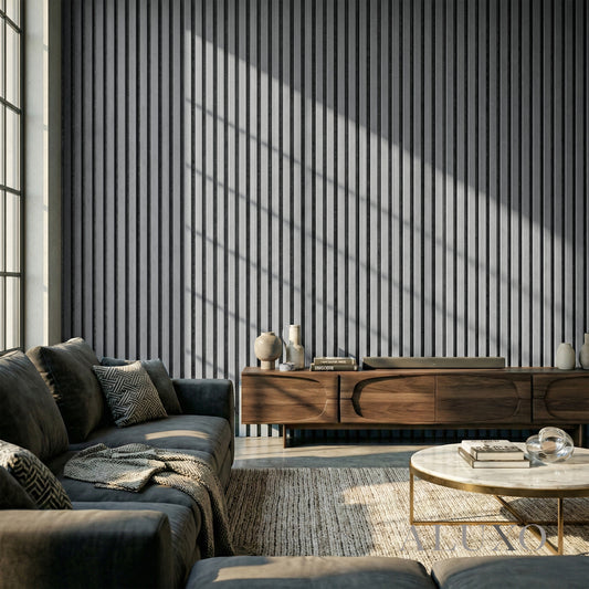 Panelux™ Pro Grey Coloured Acoustic Wood Wall Panel | 3-Sided Wrap 240cm x 32cm (Set of 2)