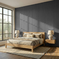 Panelux™ Pro Grey Coloured Acoustic Wood Wall Panel | 3-Sided Wrap 240cm x 32cm (Set of 2)