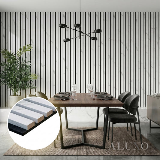 Panelux™ Pro White Marble Colour Acoustic Wood Wall Panels | 240cm x 32cm (Set of 2)