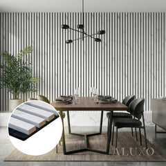 Panelux™ Pro White Marble Colour Acoustic Wood Wall Panels | 240cm x 32cm (Set of 2)