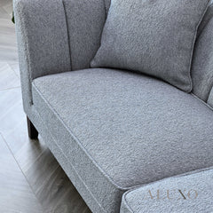 ALUXO® Cooper 3 Seater Sofa in Dolphin Grey Bouclé Fabric – Mid Century Modern Design