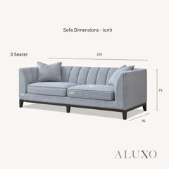 ALUXO® Cooper 3 Seater Sofa in Dolphin Grey Bouclé Fabric – Mid Century Modern Design