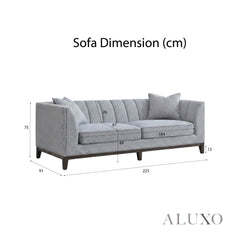ALUXO® Cooper 3 Seater Sofa – Dolphin Bouclé | Mid-Century Modern