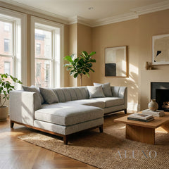 ALUXO® Cooper Left Hand Facing (LHF) Corner Sofa – Dolphin Bouclé | Mid-Century Modern