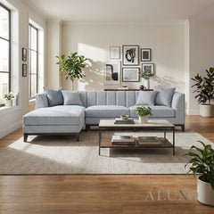 ALUXO® Cooper Left Hand Facing (LHF) Corner Sofa – Dolphin Bouclé | Mid-Century Modern