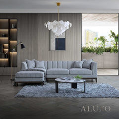 ALUXO® Cooper Left Hand Corner Sofa – Dolphin Grey Bouclé Fabric