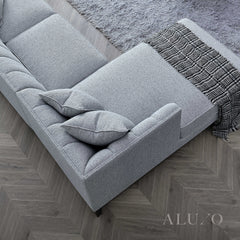 ALUXO® Cooper Left Hand Corner Sofa – Dolphin Grey Bouclé Fabric