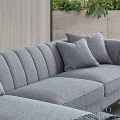 ALUXO® Cooper Left Hand Corner Sofa – Dolphin Grey Bouclé Fabric