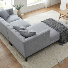 ALUXO® Cooper Left Hand Facing (LHF) Corner Sofa – Dolphin Bouclé | Mid-Century Modern