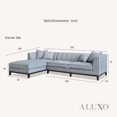 ALUXO® Cooper Left Hand Corner Sofa – Dolphin Grey Bouclé Fabric