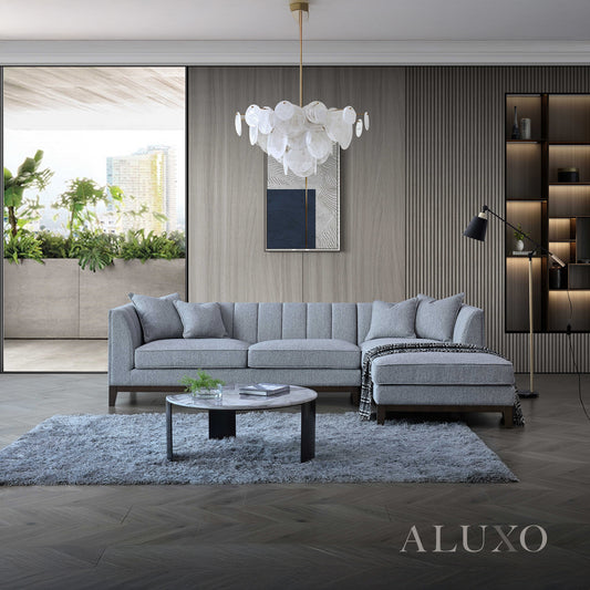 ALUXO® Cooper Right Hand Corner Sofa – Dolphin Grey Bouclé