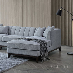 ALUXO® Cooper Right Hand Corner Sofa – Dolphin Grey Bouclé